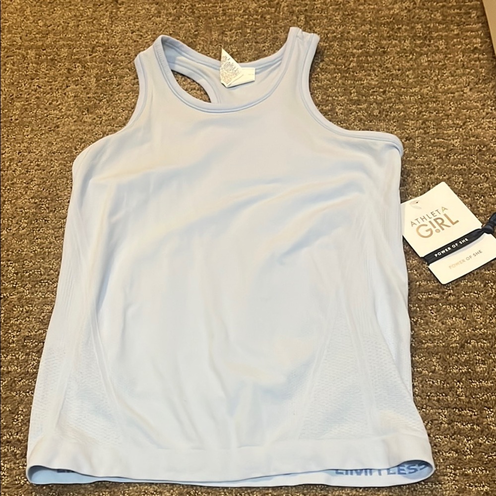 Athleta Cream Ribbed Sleeveless Tank Top